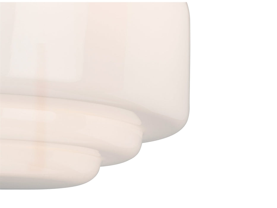 Art Deco Pendant - Chrome with Opal White Glass - 240mm