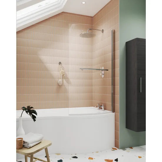 Synergy Vodas 6 Chrome B Shape Hinged Bath Screen With Rail