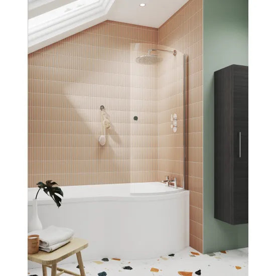 Synergy Vodas 6 Chrome B Shape Hinged Bath Screen With Knob