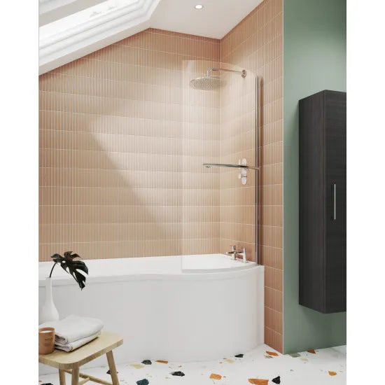 Synergy Vodas 6 Chrome P Shape Bath Screen With Rail