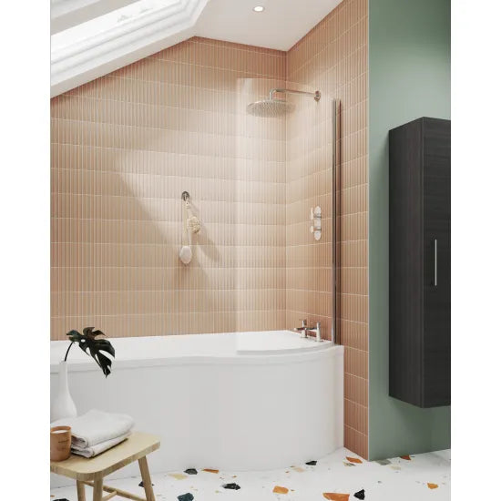 Synergy Vodas 6 Chrome P Shape Hinged Bath Screen