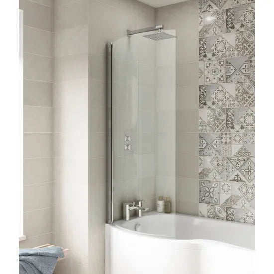 Synergy Vodas 6 Chrome P Shape Hinged Bath Screen