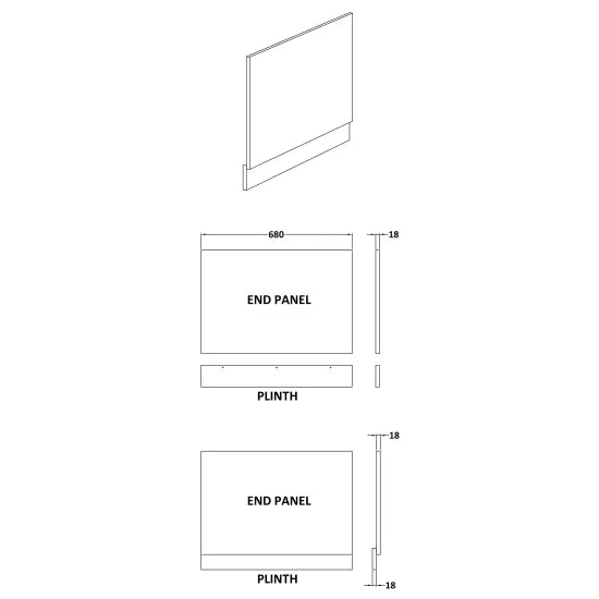 Halite 700mm Matt Grey Waterproof End Bath Panel