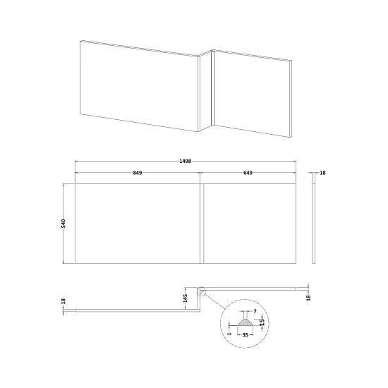 Halite 1500mm L Shape Front Bath Panel
