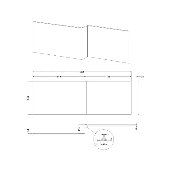 Halite 1600mm L Shape Front Bath Panel
