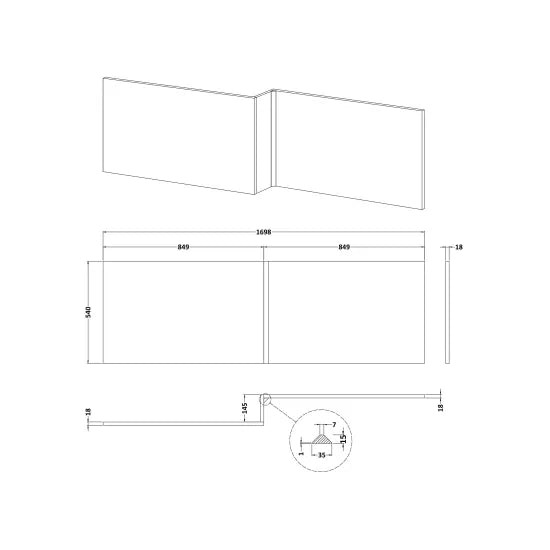 Halite 1700mm L Shaped Front Bath Panel