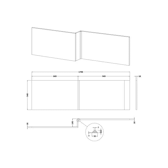 Halite 1800mm L Shaped Front Bath Panel