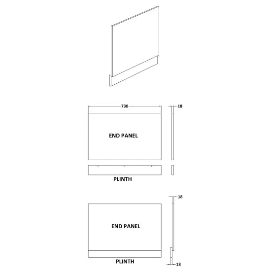 Halite 750mm White Gloss Waterproof End Bath Panel