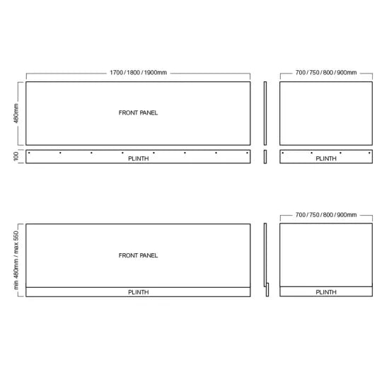 Halite 1500mm White Gloss Waterproof Front Bath Panel