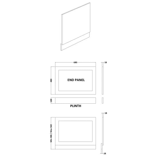 Halite 700mm Shaker Style Waterproof End Bath Panel