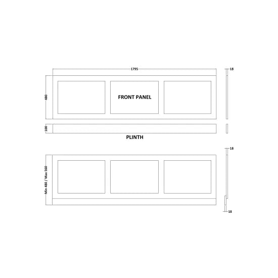 Halite 1800mm Shaker Style Waterproof Front Bath Panel
