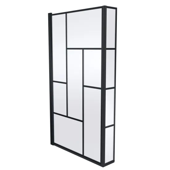 Synergy Vodas 6 Matt Black L Shape Matrix Hinged Bath Screen With Fixed Return