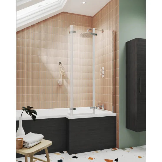 Synergy L-Shaped Bath Screen Double Hinged - Chrome