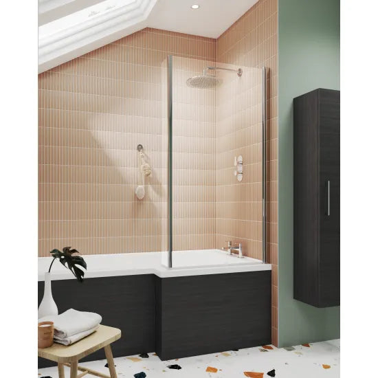 Synergy Vodas 6 Chrome L Shape Bath Screen With Fixed Return