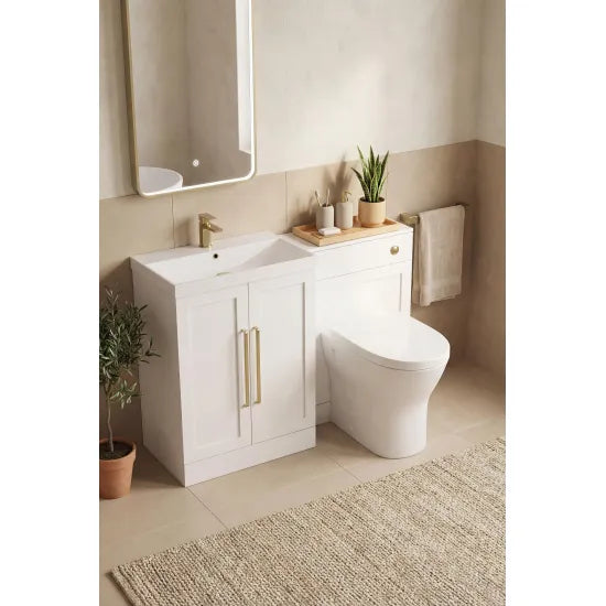 Halite Caralis 600mm Satin White 2 Door Floor Standing Vanity Unit With Thin-Edge Basin