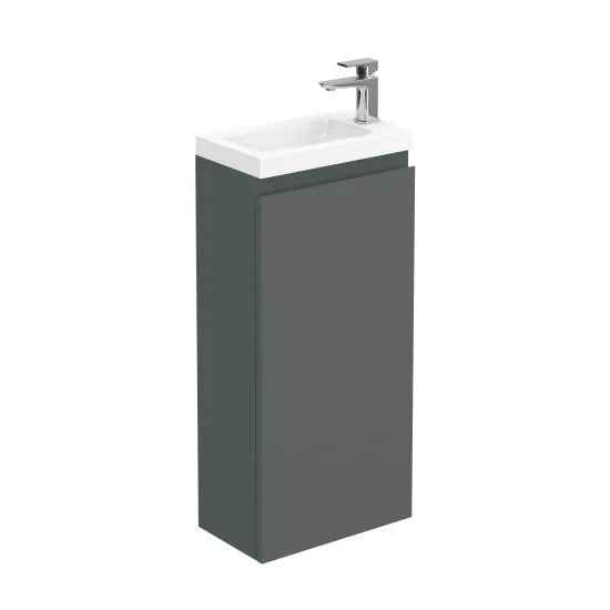 Halite 400mm Matt Grey 1 Door Floor Standing Vanity Unit With 1 Tap Hole Basin