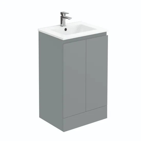 Halite 500mm Matt Grey 2 Door Floor Standing Vanity Unit With 1 Tap Hole Basin