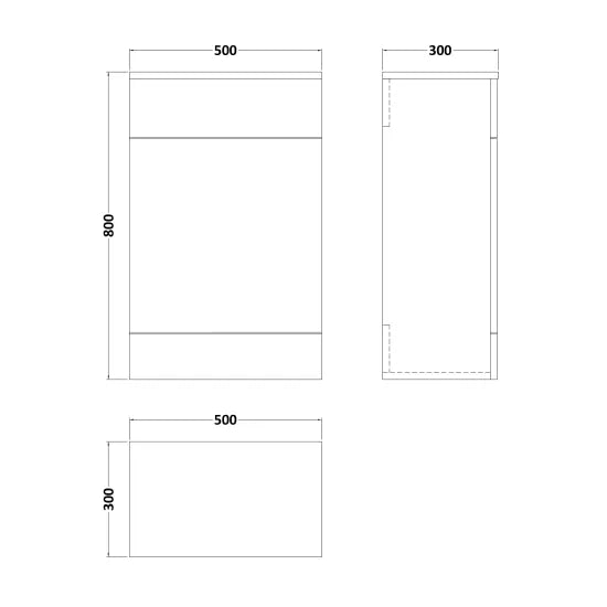 500mm Matt Grey Floor Standing WC Unit