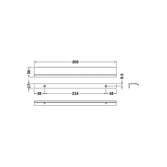 Halite 300mm Finger Pull Handle