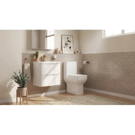 Halite Larisa 600mm Satin White 2 Drawer Wall Hung Vanity Unit With Curved Basin