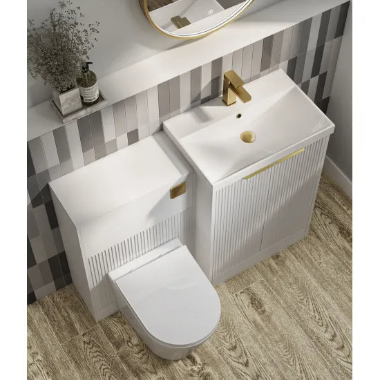 Halite Salona 600mm Satin White 2 Door Floor Standing Vanity Unit With Thin-Edge Basin