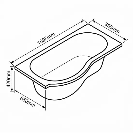 Arley 1600mm Left Handed P-Bath & Side Panel - White