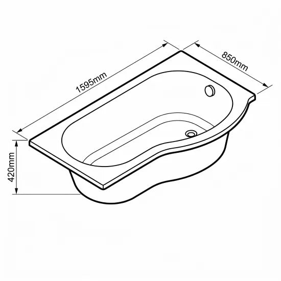Arley 1600mm Right Handed P-Bath & Side Panel - White