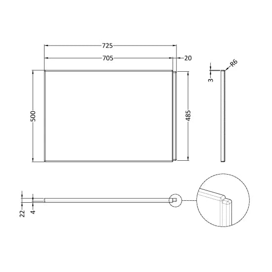 Arley 725mm Acrylic B-Shaped Shower Bath End Panel