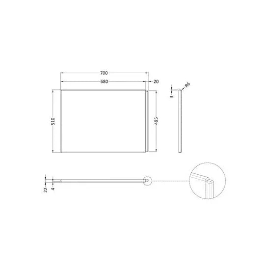 Arley Pro 700 x 22mm Acrylic Capped ABS End Bath Panel