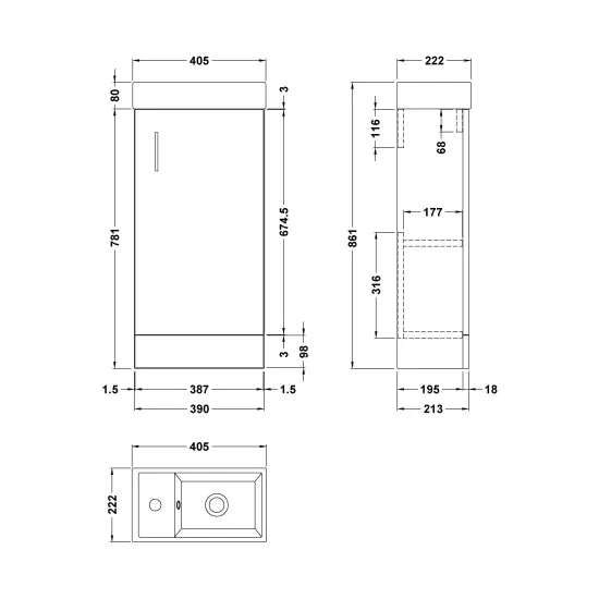 Arley Pro Kass Compact 400mm Gloss White Floor Standing Unit