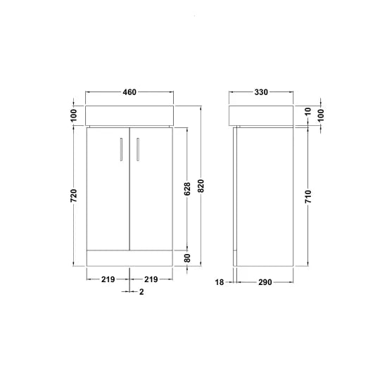Arley Pro Kass 450mm Gloss White 2 Door Floor Standing Vanity Unit