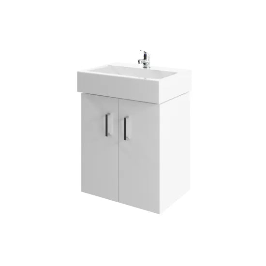 Arley Pro Kass 450mm Gloss White 2 Door Wall Hung Vanity Unit With Basin