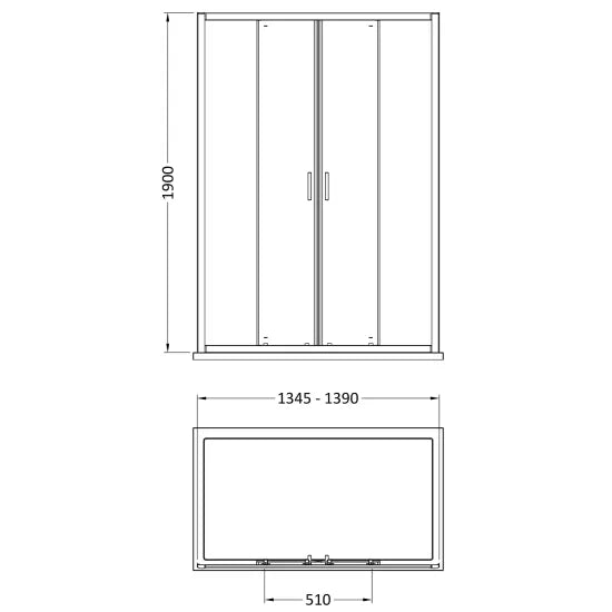 Arley Pro Ralus 6 1400mm Chrome Double Sliding Shower Door