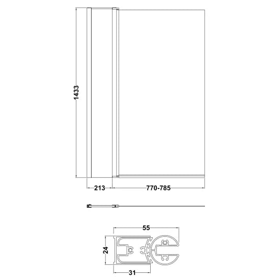 Synergy Square Bath Screen With Fixed Panel - Chrome
