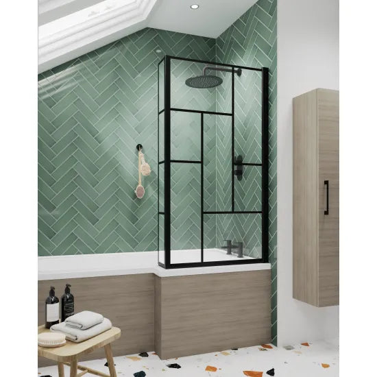 Synergy Vodas 6 Matt Black Square Matrix Bath Screen