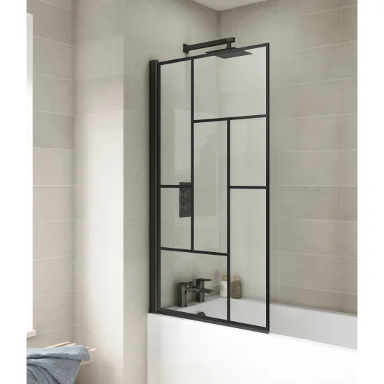 Synergy Vodas 6 Matt Black Square Matrix Bath Screen