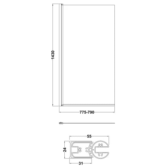 Synergy Vodas 6 Square Bath Screen