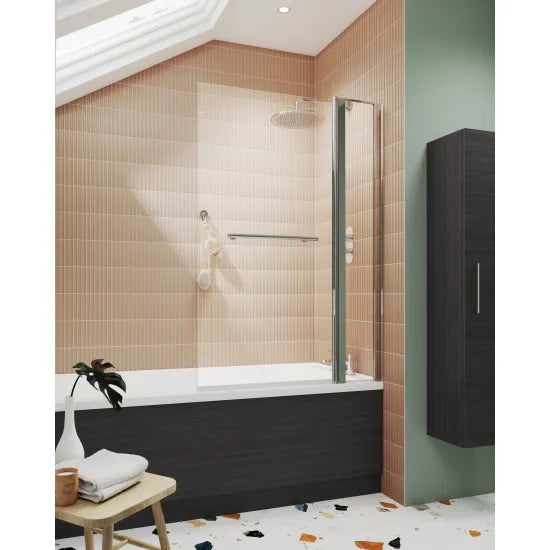 Synergy Vodas 6 Chrome Square Bath Screen With Fixed Panel & Rail