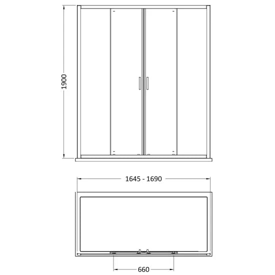 Arley Pro Ralus 6 1700mm Chrome Double Sliding Shower Door