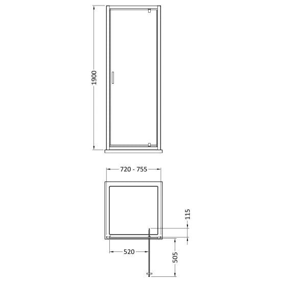 Arley Pro Ralus 6 760mm Chrome Pivot Door