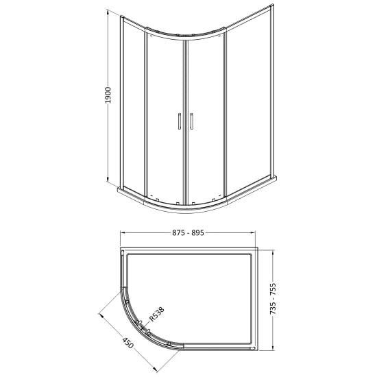 Arley Pro Ralus 6 760mm Chrome 2 Door Offset Quadrant Shower Enclosure