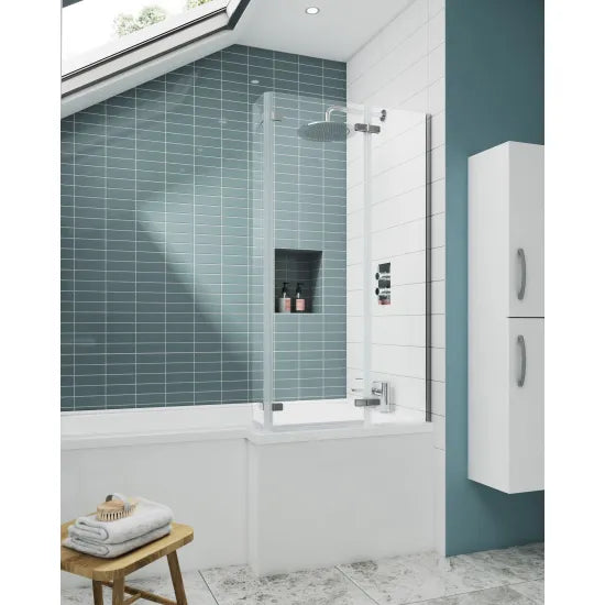 Arley Pro Ralus 5 760mm Chrome L Shape Fixed Bath Screen With Double Hinge