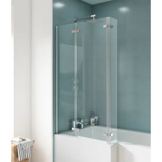 Arley Pro Ralus 5 760mm Chrome L Shape Fixed Bath Screen With Double Hinge