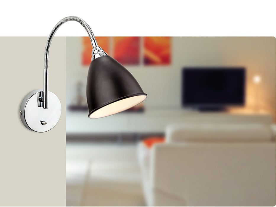 Bari Wall Light - Black with Chrome