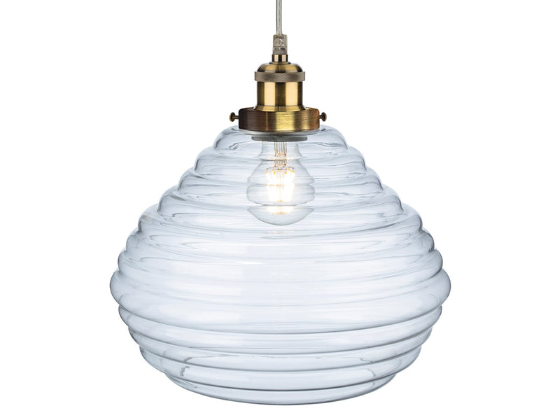Orla Pendant - Antique Brass with Clear Glass