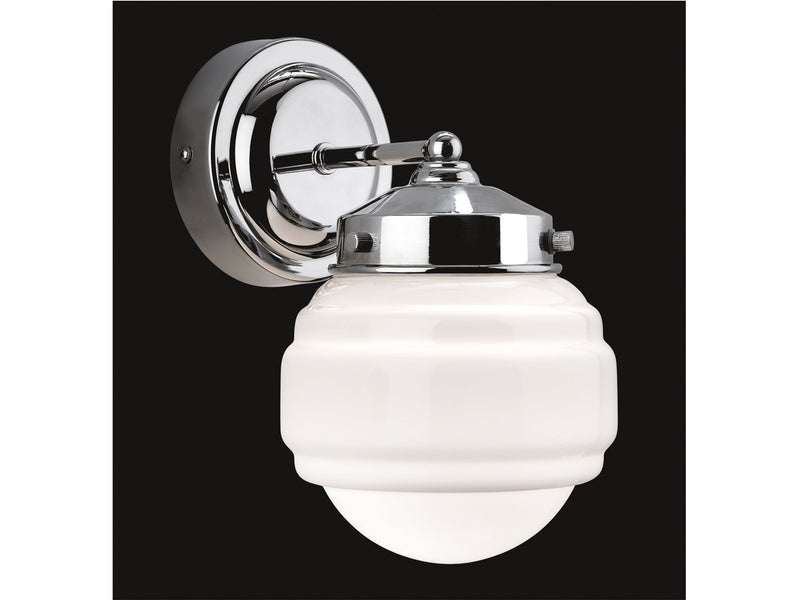 Art Deco Wall Light - Chrome with Opal White Glass