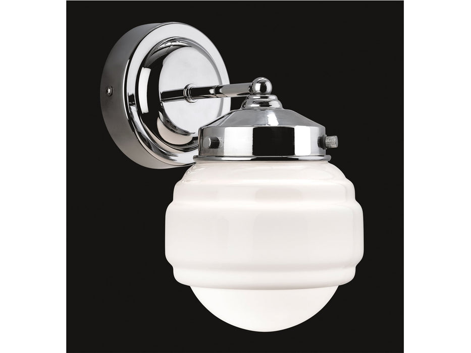Art Deco Wall Light - Chrome with Opal White Glass