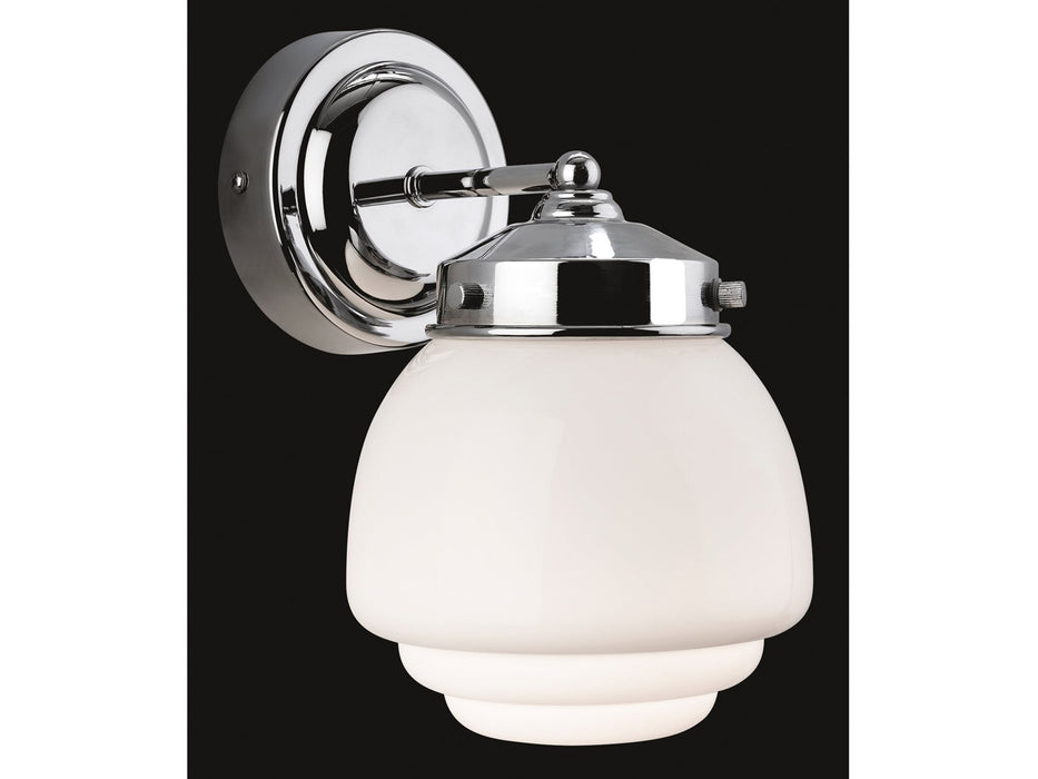 Art Deco Wall Light - Chrome with Opal White Glass