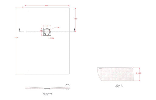 25mm Ultra-Slim Rectangular Tray & Waste