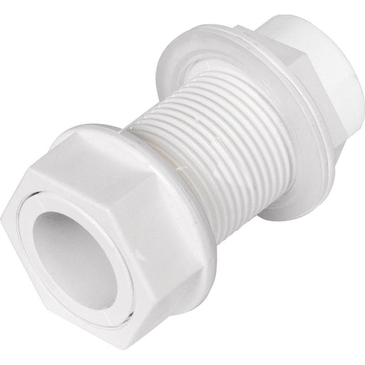White Overflow Straight Tank Connector 20mm x 3/4